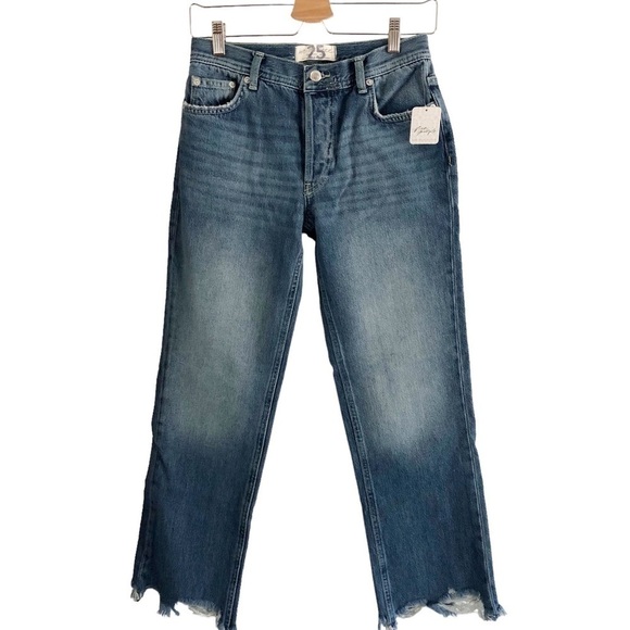 Free People We The Free Sequoia Blue Chewed Hem Straight Size 25 - Picture 1 of 10